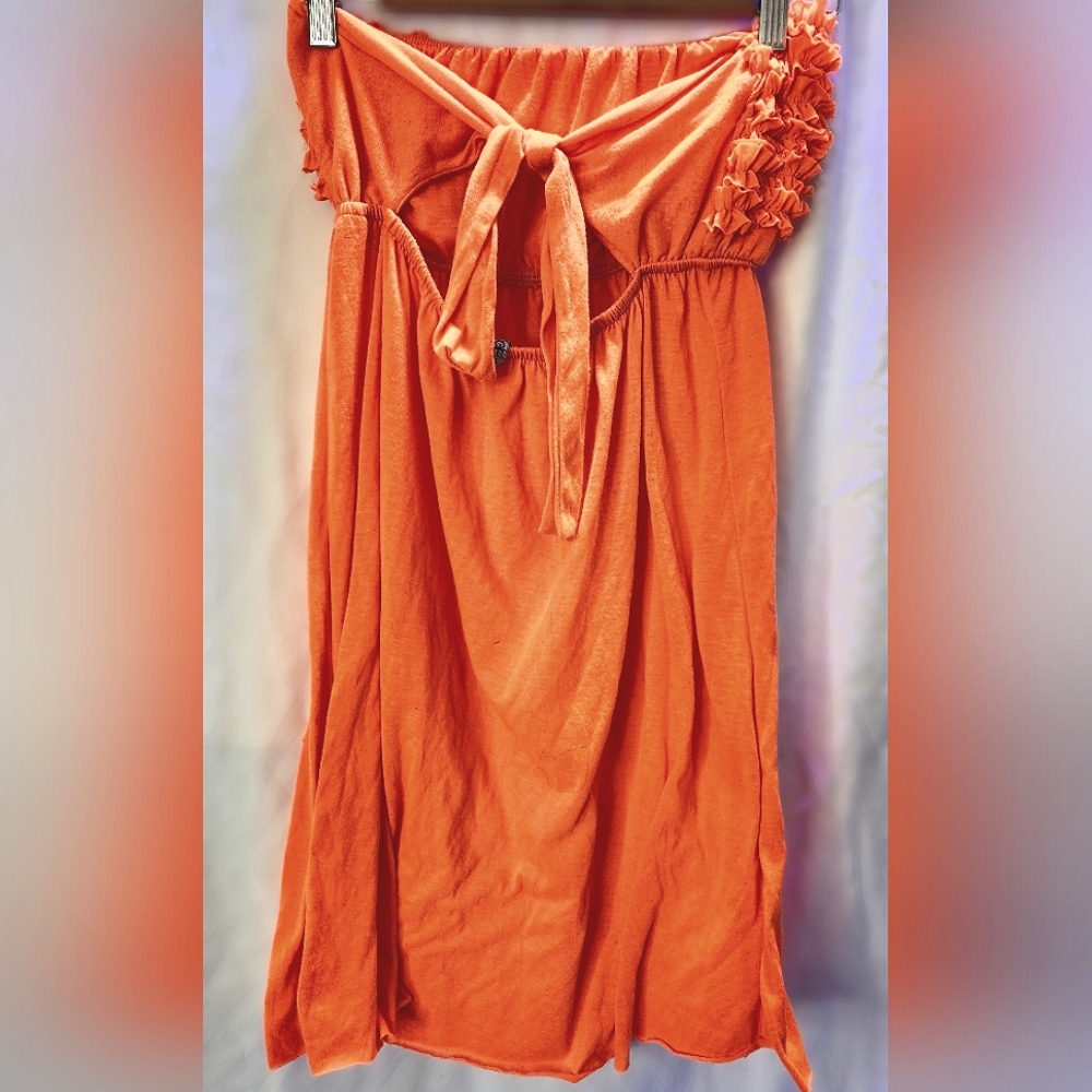 Summer Swimsuit Orange Ruffled Coverup L image 2